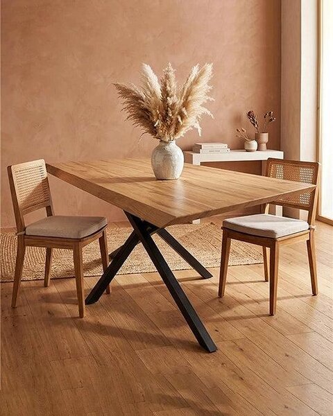 Tavolo da Pranzo 160x90 Nordik Legno e Metallo gambe Incrociate Nero