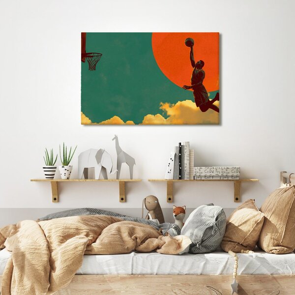 Quadro su tela – Salto di basket sotto il sole