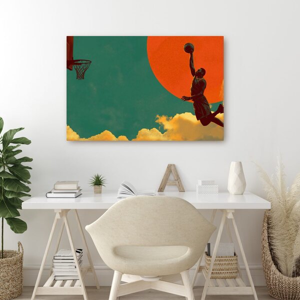 Quadro su tela – Salto di basket sotto il sole
