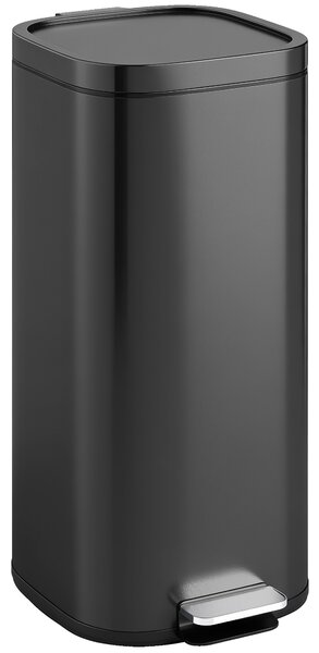 HOMCOM Pattumiera da cucina 30 L a pedale con coperchio ammortizzato e fermo apertura, nero | Aosom Italy