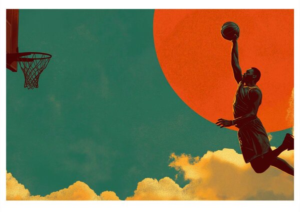 Quadro su tela – Salto di basket sotto il sole