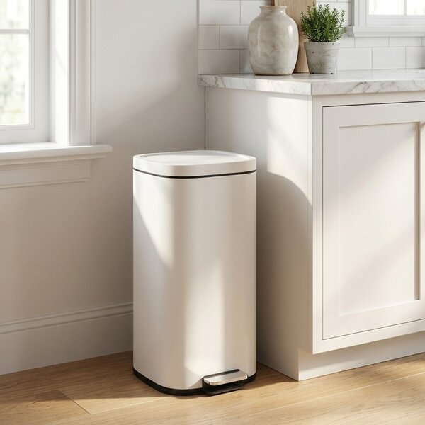 HOMCOM Pattumiera da cucina 30 L a pedale con coperchio soft-close e fermo apertura | Aosom Italy