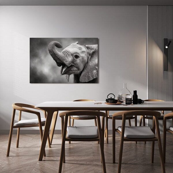 Quadro su tela – Cucciolo di elefante in bianco e nero
