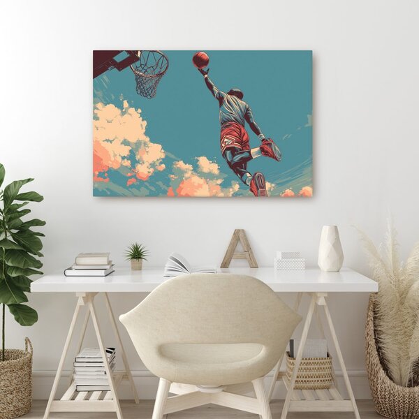 Quadro su tela – Salto di basket verso il cielo