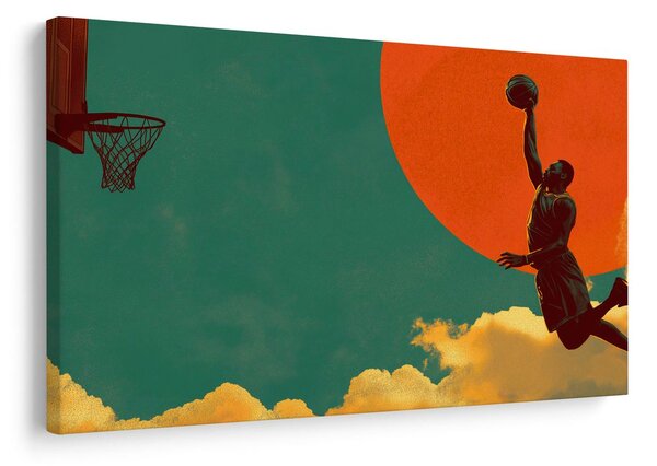 Quadro su tela – Salto di basket sotto il sole