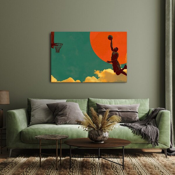 Quadro su tela – Salto di basket sotto il sole