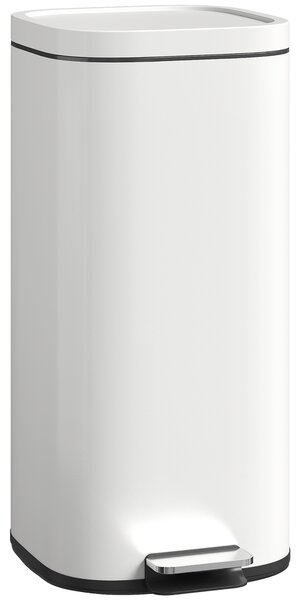 HOMCOM Pattumiera da cucina 30 L a pedale con coperchio soft-close e fermo apertura | Aosom Italy