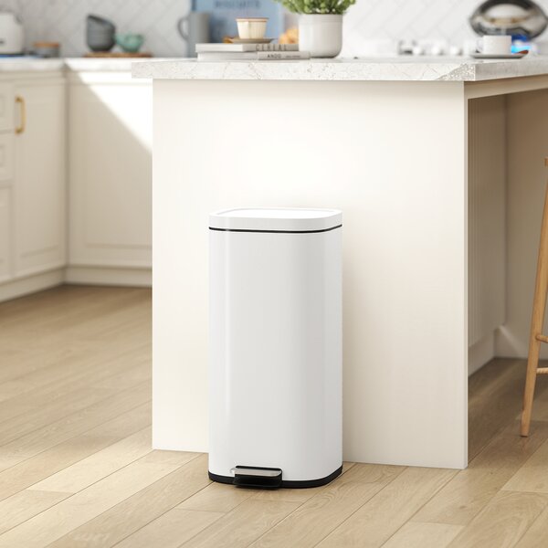 HOMCOM Pattumiera da cucina 30 L a pedale con coperchio soft-close e fermo apertura | Aosom Italy