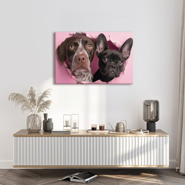 Quadro su tela – Curiosità canina in rosa