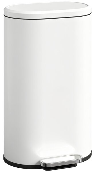 HOMCOM Pattumiera da cucina 30 L a pedale con coperchio soft-close, bianco crema | Aosom Italy