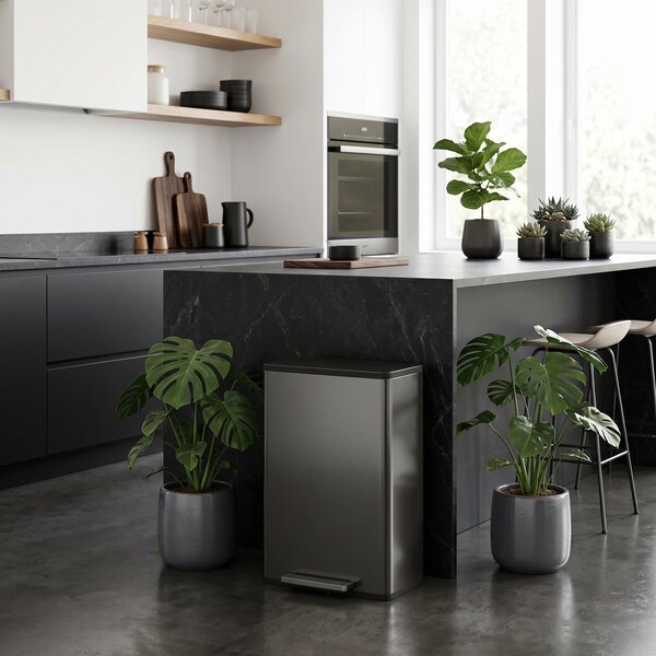 HOMCOM Pattumiera da cucina 45 L a pedale con coperchio soft-close e secchio estraibile, nero | Aosom Italy