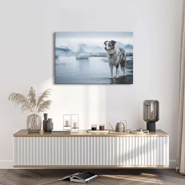 Quadro su tela – Cane nel paesaggio invernale