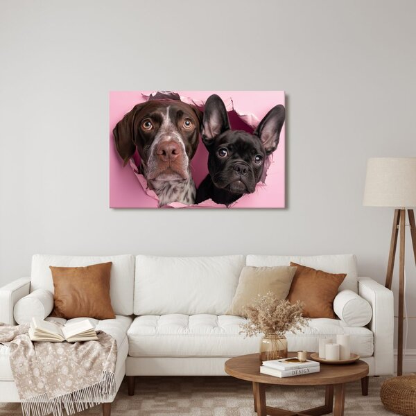Quadro su tela – Curiosità canina in rosa