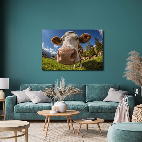 Quadro su tela – Mucca nella natura montana