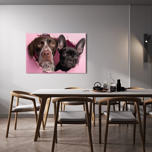 Quadro su tela – Curiosità canina in rosa