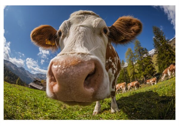 Quadro su tela – Mucca nella natura montana
