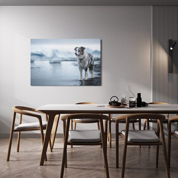 Quadro su tela – Cane nel paesaggio invernale