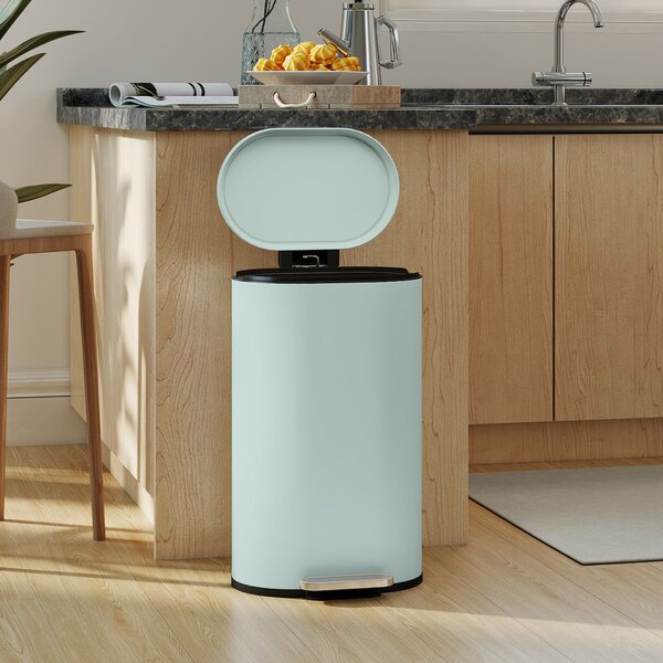 HOMCOM Pattumiera da cucina 30 L a pedale con coperchio soft-close, verde | Aosom Italy