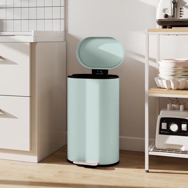 HOMCOM Pattumiera da cucina 30 L a pedale con coperchio soft-close, verde | Aosom Italy