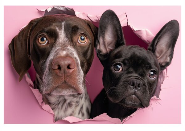 Quadro su tela – Curiosità canina in rosa