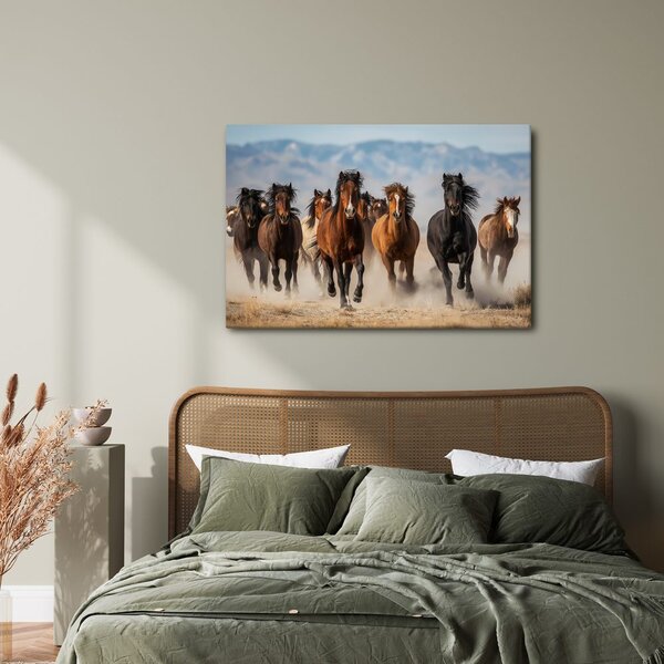 Quadro su tela – Corsa selvaggia di cavalli nel paesaggio