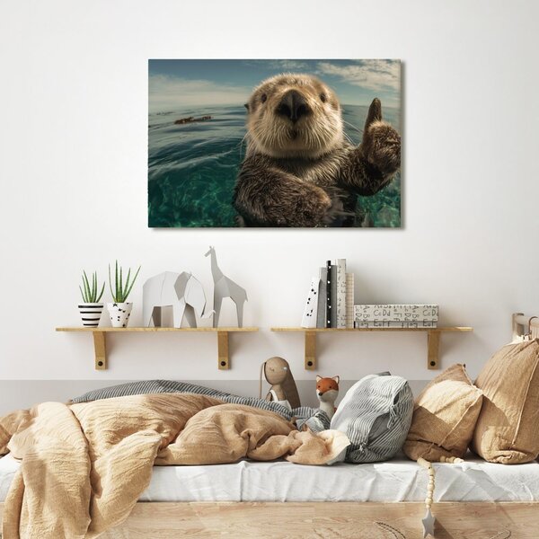 Quadro su tela – Lontra giocosa nell'oceano