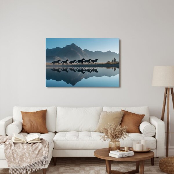 Quadro su tela – Cavalli in paesaggio montano