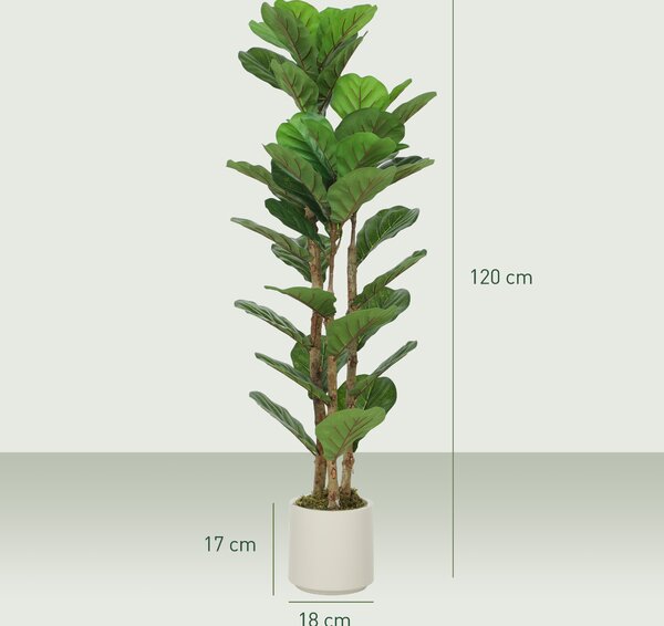 HOMCOM Set 2 piante artificiali di fico a foglia di violino con vaso, 120 cm, verde | Aosom Italy