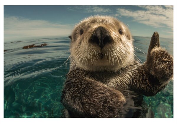 Quadro su tela – Lontra giocosa nell'oceano