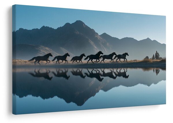Quadro su tela – Cavalli in paesaggio montano