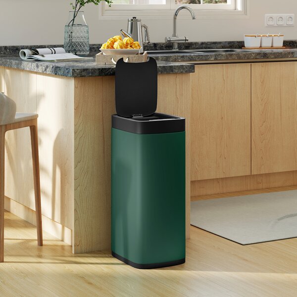 HOMCOM Pattumiera da cucina 50 L con sensore di movimento e finitura anti-impronta | Aosom Italy