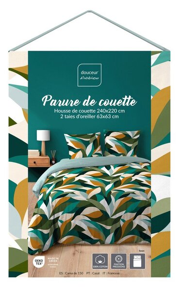 Set copripiumino e federa in cotone per letto matrimoniale/per letto esteso 3 pezzi 240x220 cm Swan – douceur d'intérieur