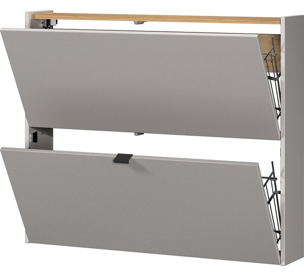 Scarpiera color crema con effetto rovere con ante ribaltabili/da parete 100x83x18 cm Ameca – Germania