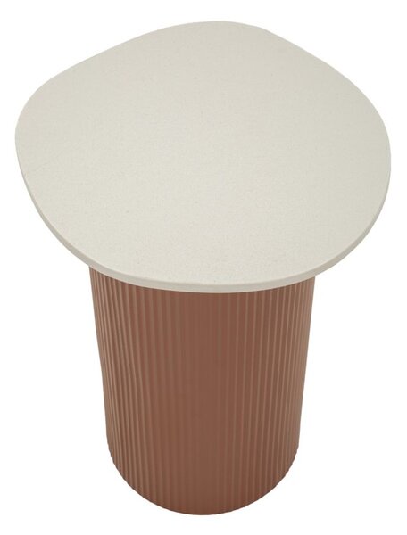 Tavolinetto Frankfurt Marble 35x37x53 cm in Metallo e MDF e Marmo Artificiale Rosso e Bianco