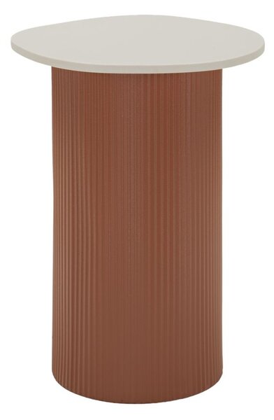 Tavolinetto Frankfurt Marble 35x37x53 cm in Metallo e MDF e Marmo Artificiale Rosso e Bianco