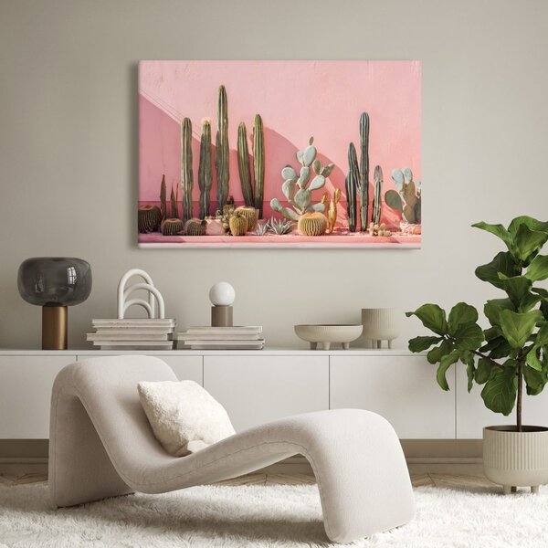 Quadro su tela – Cactus su muro rosa