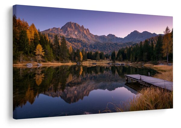Quadro su tela – Lago di montagna autunnale