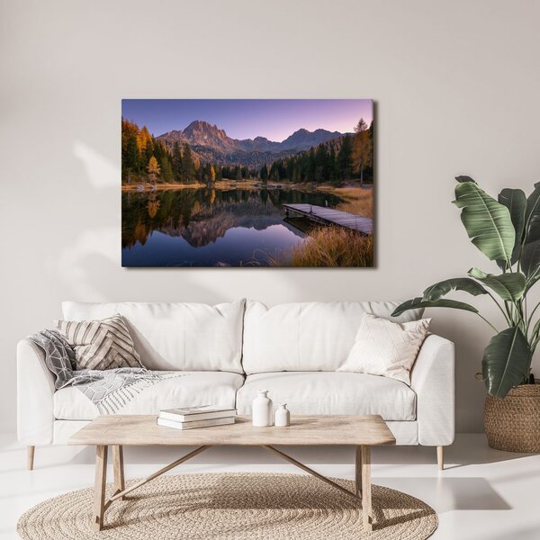 Quadro su tela – Lago di montagna autunnale