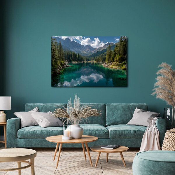 Quadro su tela – Lago di montagna nel bosco