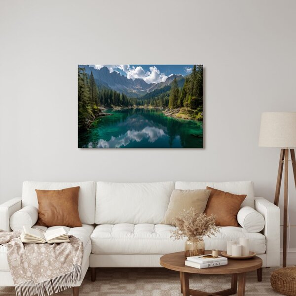 Quadro su tela – Lago di montagna nel bosco