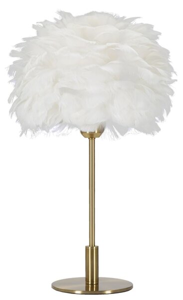 Lampada da Tavolo Ball Feather Ø30x50 cm in Ferro e Plastica Oro e Bianco