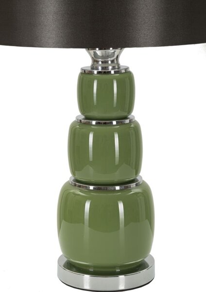 Lampada da Tavolo Eva Three Ø33x57 cm in Vetro e Ferro e Tessuto Bianco e Grigio