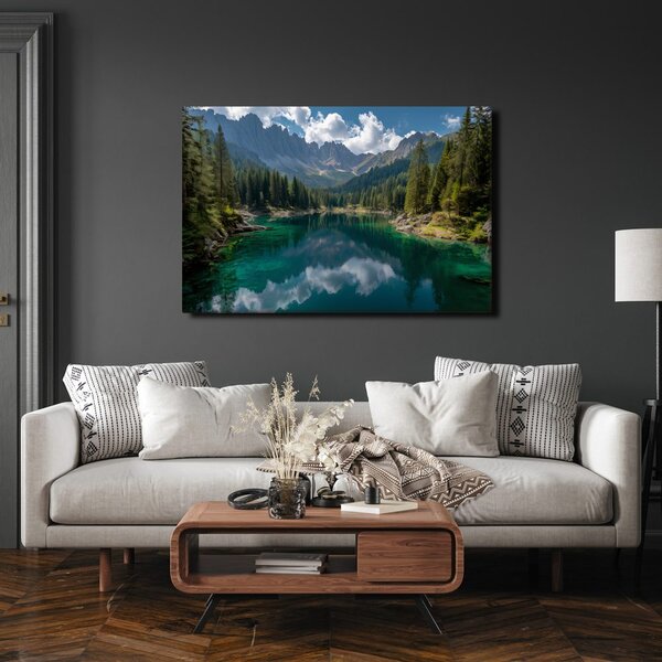 Quadro su tela – Lago di montagna nel bosco