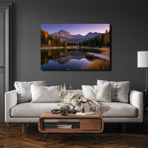 Quadro su tela – Lago di montagna autunnale