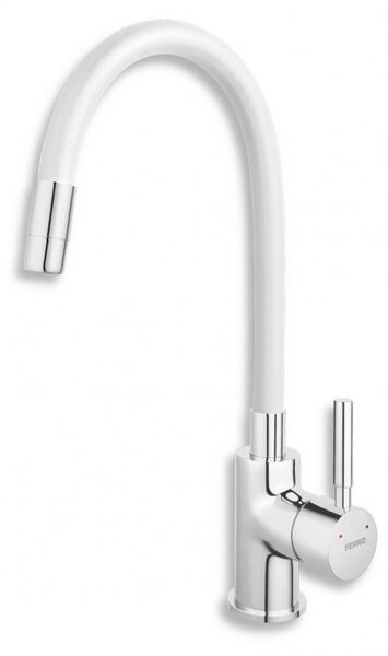 Miscelatore per lavello Miscelatore monocomando flessibile bianco Miscelatore a molla a spirale Miscelatore in ottone