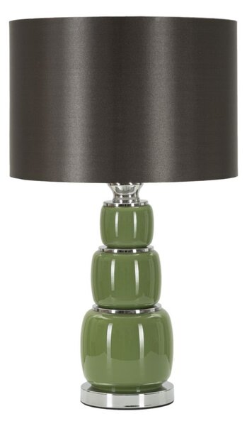 Lampada da Tavolo Eva Three Ø33x57 cm in Vetro e Ferro e Tessuto Bianco e Grigio