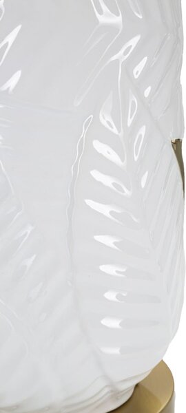 Lampada da Tavolo Ceramic Ø40x70 cm in Ceramica e Ferro e Tessuto Oro e Bianco
