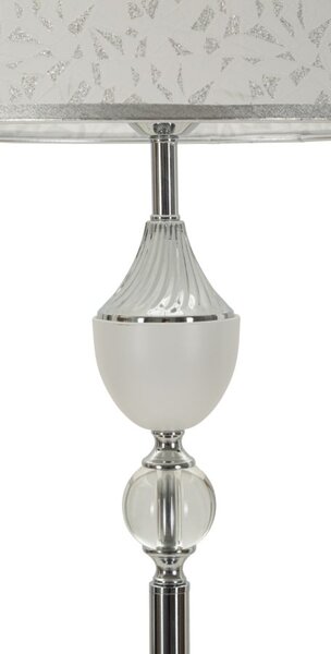 Lampada da Terra Kody Ø40x158 cm in Ferro e Tessuto Argento e Bianco