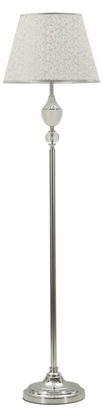 Lampada da Terra Kody Ø40x158 cm in Ferro e Tessuto Argento e Bianco