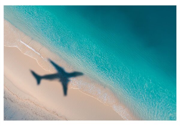 Quadro su tela – Spiaggia e ombra di un aereo